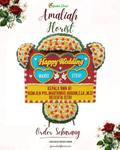 Karangan Papan Bunga Pernikahan di Tening